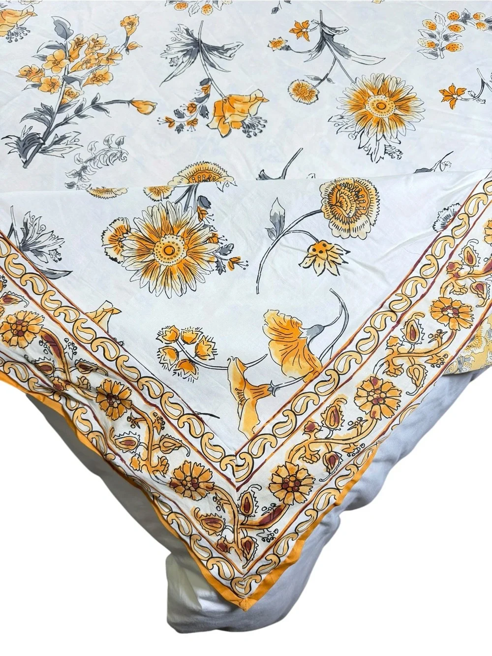 French Connection Home 3-Piece King Duvet Set India Marigold/White 100% Cotton